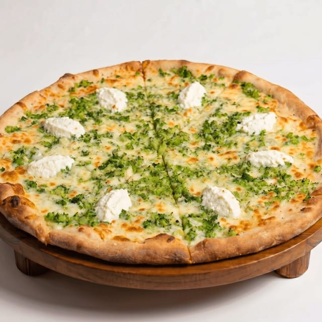White Broccoli Ricotta Pizza.