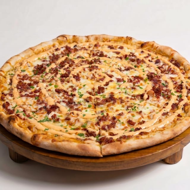 Chicken Bacon Chipotle Ranch Pizza.